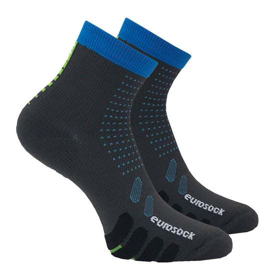 Bike Qtr Compression socks - 1231 - Black with Blue in Two Pair