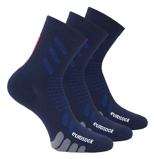 Bike Crew Compression Socks - Three Pair in Blue